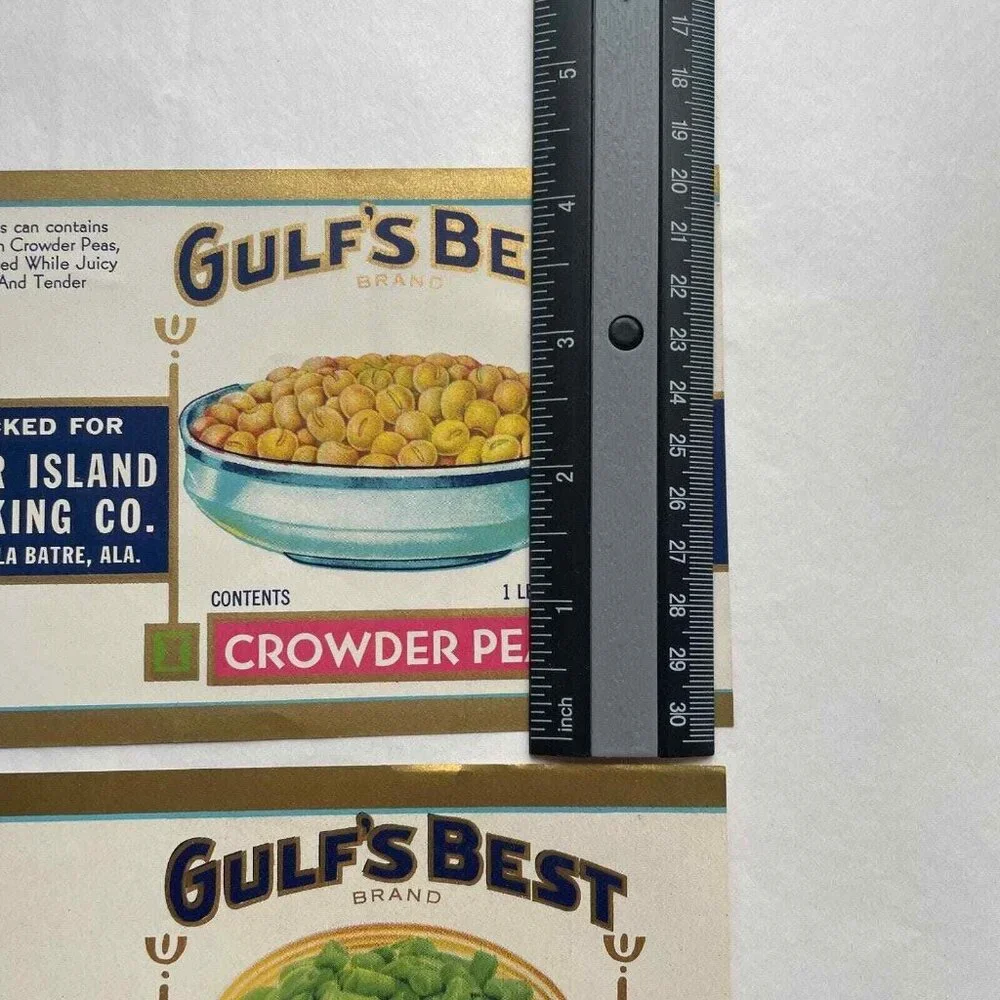 Gulf's Best Leading Lady Can Labels Lot of 4 Vintage Deer Island Packing‎ Co